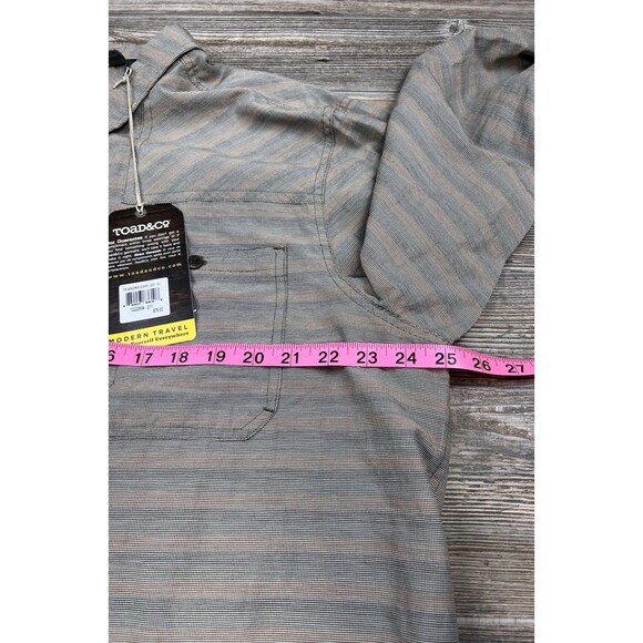 Toad & CO Wonderer Men's XXL Organic Cotton Gray Long Sleeve Button Up Shirt - Picture 8 of 16